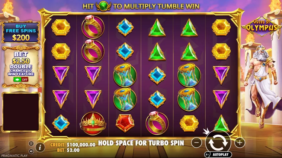 screenshot of the gameplay of Gates of Olympus